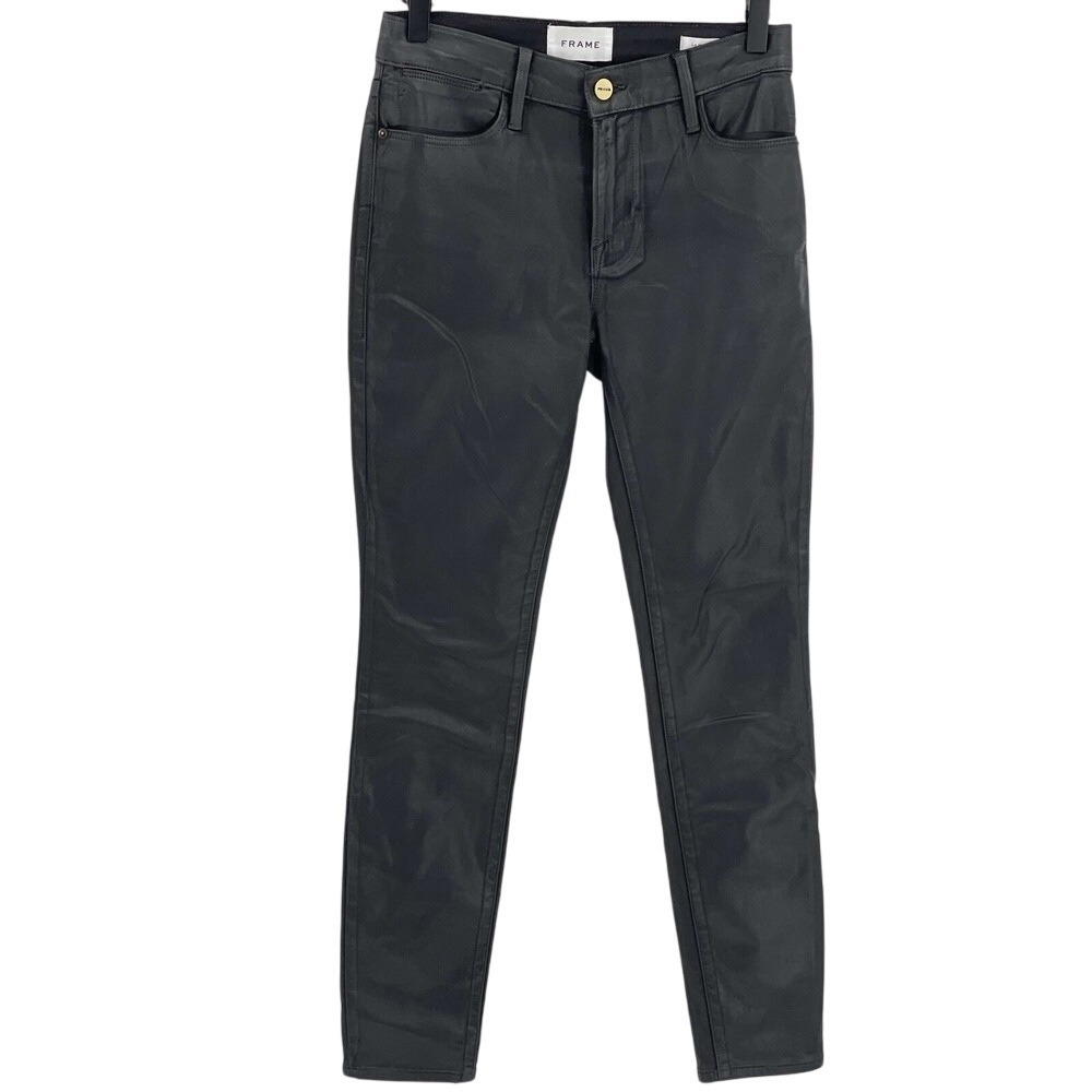 Frame Le‎ High Skinny Jeans Noir Coated Black Women's Size 25
